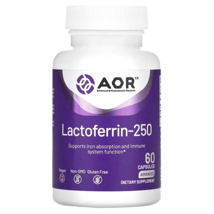 Advanced Orthomolecular Research AOR, Lactoferrin-250, Лактоферрин-250, 60 капсул