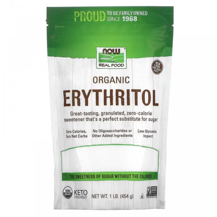 NOW Foods, Organic, Эритритол, натуральный органический подсластитель без калорий, 454г