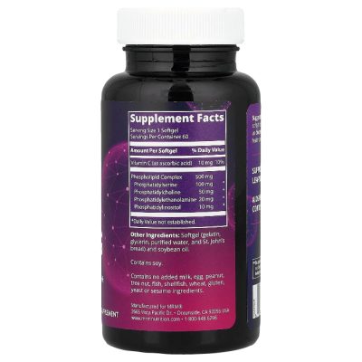 MRM Nutrition, Фосфатидилсерин 100 мг в фосфолипидном комплексе, для памяти и внимания, 60 капсул.