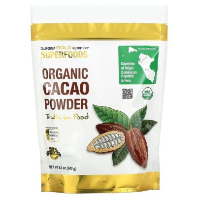 California Gold Nutrition, SUPERFOODS, органический какао-порошок, 240 г