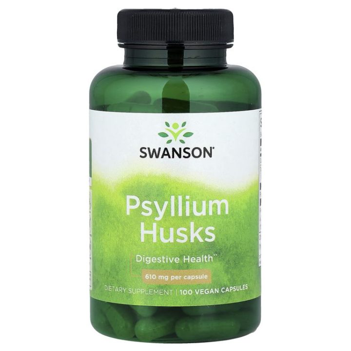Swanson, Psyllium Husks (Псиллиум), клетчатка, шелуха семян подорожника, 610мг, 100 капсул