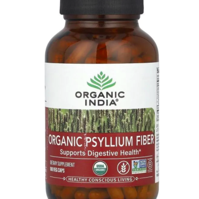 Organic India, Psyllium Fiber, Органическое волокно подорожника, 180 вегетарианских капсул