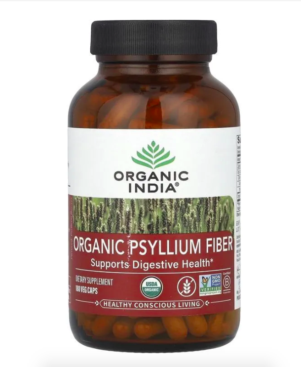 Organic India, Psyllium Fiber, Органическое волокно подорожника, 180 вегетарианских капсул