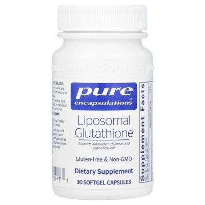 Pure Encapsulations, Liposomal Glutathione, Глутатион, поддержка печени/детокс, 30 капсул