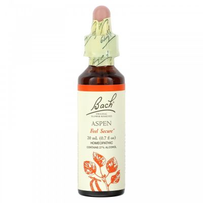 Bach, Original Flower Remedies, Aspen, осина, безопасность и спокойствие, 20 мл