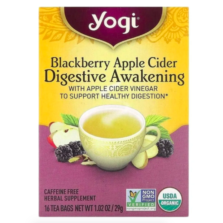 Yogi Tea, Digestive Awakening, Чай для пищеварения, ежевика/яблочный сидр, 16 пакетиков, 29 г, срок до 10/25