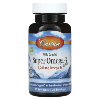 Carlson Labs, Super Omega-3, высокоэффективная Омега-3, 1200 мг, 50 капсул
