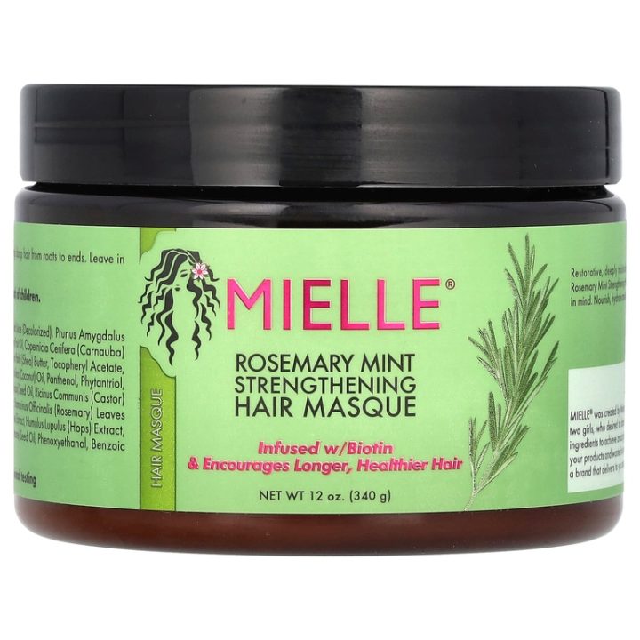 Mielle, Strengthening Hair Masque, Укрепляющая маска для волос, розмарин и мята, 340 г