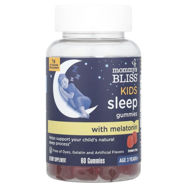 Mommy's Bliss, мелатонин, здоровый сон для детей 3+, клубничный вкус, 60 жев. таб.