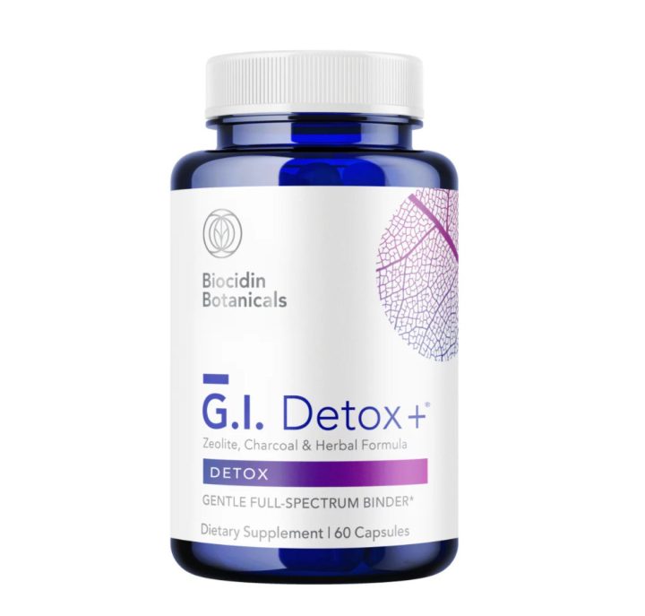 Biocidin Botanicals, G.I. Detox+ Bind, Активированный уголь, цеолит и алоэ, 60 капсул