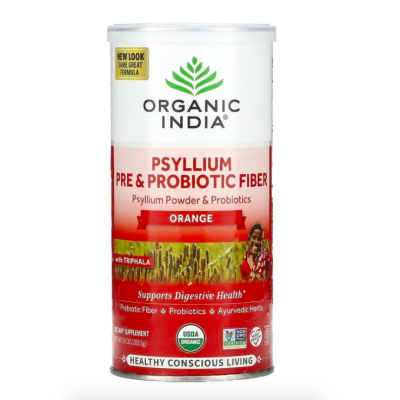 Organic India, органическая клетчатка подорожника (Псиллиум), апельсин, 283,5 г