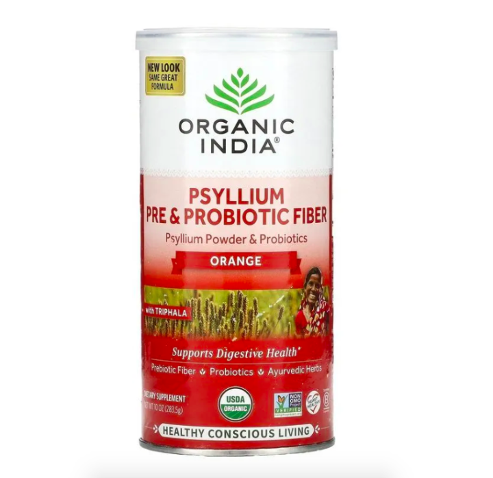 Organic India, органическая клетчатка подорожника (Псиллиум), апельсин, 283,5 г