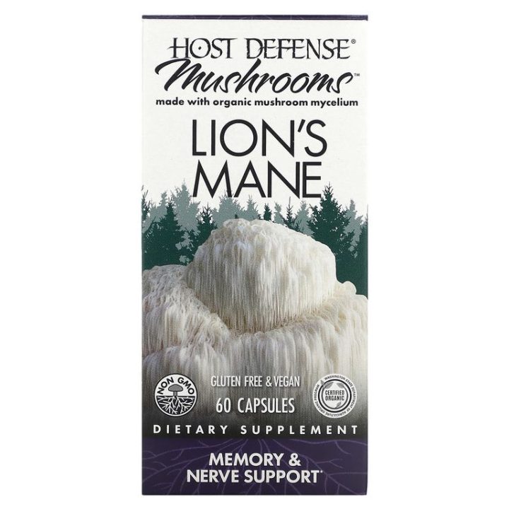 Fungi Perfecti Host Defense, Lion's Mane, Ежовик гребенчатый, 60 капсул