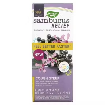 Nature's Way, Sambucus Relief, для детей от 1 года, Сироп бузины от кашля, 120 мл
