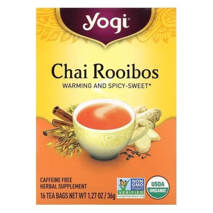 Yogi Tea, Сhai Rooibos, чай ройбуш, без кофеина, 16 чайных пакетиков