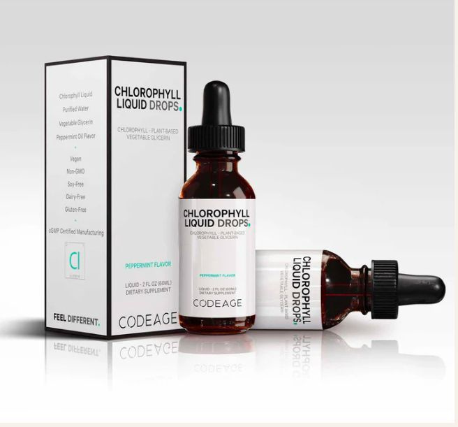 Codeage, Chlorophyll+ Liquid Drops, Веганский хлорофилл в каплях, перечная мята, 50 мг, 60 мл