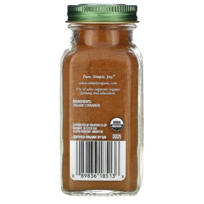 Simply Organic, приправа Органическая корица, cinnamon, 69гр
