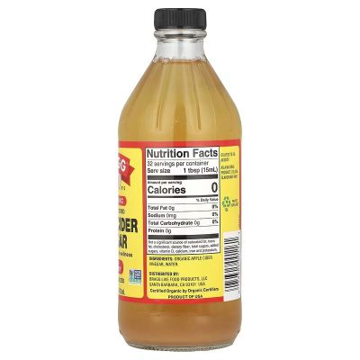 Bragg, Vinegar Apple Cider + ''Mother'', яблочный уксус с маткой, 473 мл