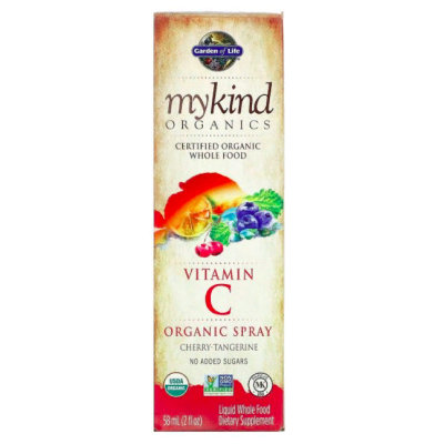 Garden of Life, Mykind, Витамин C, органический спрей, вишня-мандарин, 58 мл срок до 04/26