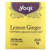 Yogi Tea, чай с лимоном и имбирем, поддержка пищеварения, без кофеина, 16 чайных пакетиков
