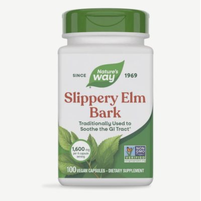 Nature's Way, Slippery Elm, кора скользкого/ржавого вяза, 400 мг, 100 капсул