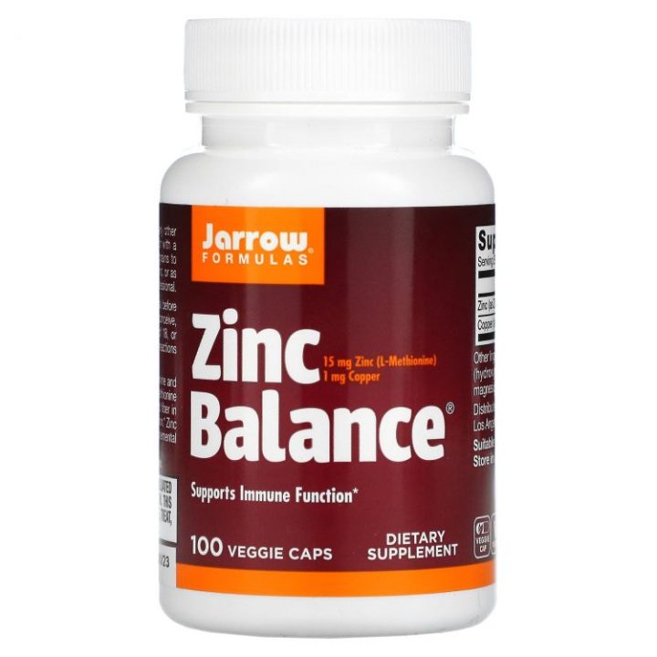 Jarrow Formulas, Zinc Balance, Баланс цинка, 100 веганских капсул