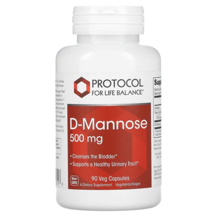 Protocol for Life Balance, D-манноза, для здоровья мочевыводящих путей, 500 мг, 90 капсул