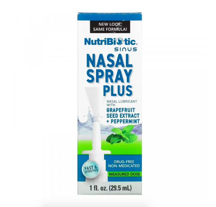 NutriBiotic, Sinus Nasal Spray Plus, Спрей для носа с экстрактом семян грейпфрута, 29,5 мл