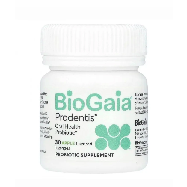 BioGaia, Prodentis, пробиотик для здоровья полости рта, дёсен и зубов, яблочный вкус, 30 пастилок