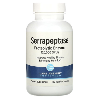 Lake Avenue Nutrition, Серрапептаза, 120 000 SPU, 180 капс. - ДИСКОНТ - срок до 01/26
