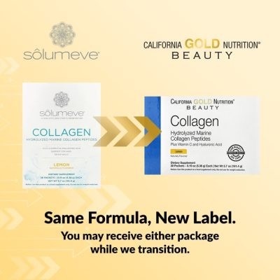 California Gold (Solumeve), Пептиды коллагена, витамин C и гиалуроновая кислота, лимон, 30 пакетиков по 5,38 г