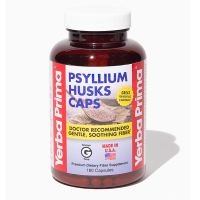 Yerba Prima, Psyllium Husks Caps (Псиллиум), клетчатка, шелуха семян подорожника, 625 мг, 180 капсул