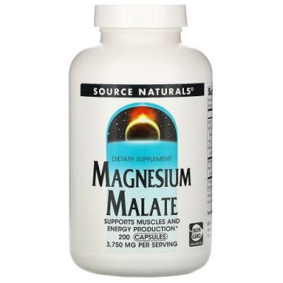 Source Naturals, малат магния, Magnesium Malate, 200 капсул - срок до 05/24