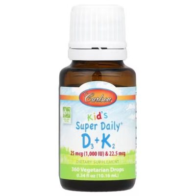 Carlson, Super Daily D3+K2 для детей, 1000 МЕ, 10.16 мл