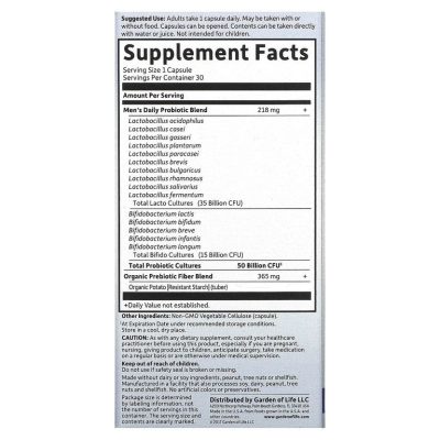 Garden of Life, Dr. Formulated Probiotics, пробиотики для мужчин, 30 капсул - срок до 09/26