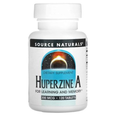 Source Naturals, Huperzine A, Гуперин A, поддержка когнитивных функций, 200 мкг, 120 таблеток
