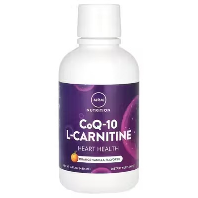 MRM Nutrition, жидкий коэнзим Q-10 и L-карнитин, CoQ-10 L-Carnitine, апельсин и ваниль, 480 мл