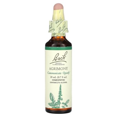 Bach, Original Flower Remedies, репейник, снимает усталость и успокаивает, Agrimony, 20 мл