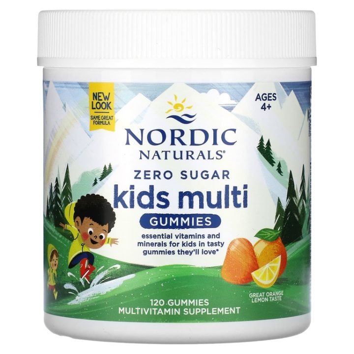 Nordic Naturals, мультивитамины для детей без сахара, апельсин и лимон, Kids Multi,120 жев. таб.