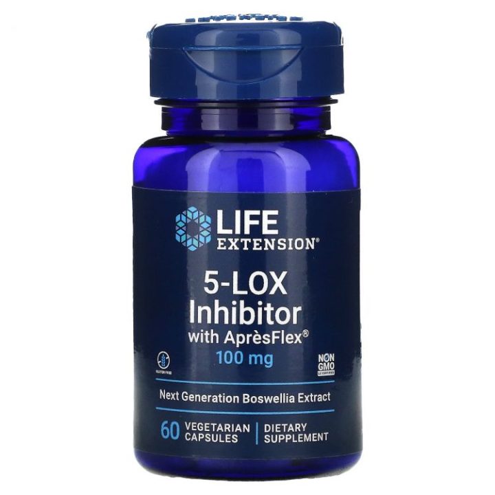 Life Extension, 5-Lox Inhibitor, Экстракт босвелии ApresFlex, 100 мг, 60 капсул