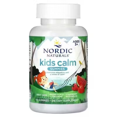 Nordic Naturals, Kids Calm, спокойствие/расслабление для детей 3+, клубника/арбуз, 60 таб