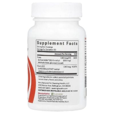 Seeking Health, Methyl B12, L-Methylfolate, Метил B12 с L-метилфолатом, 60 пастилок