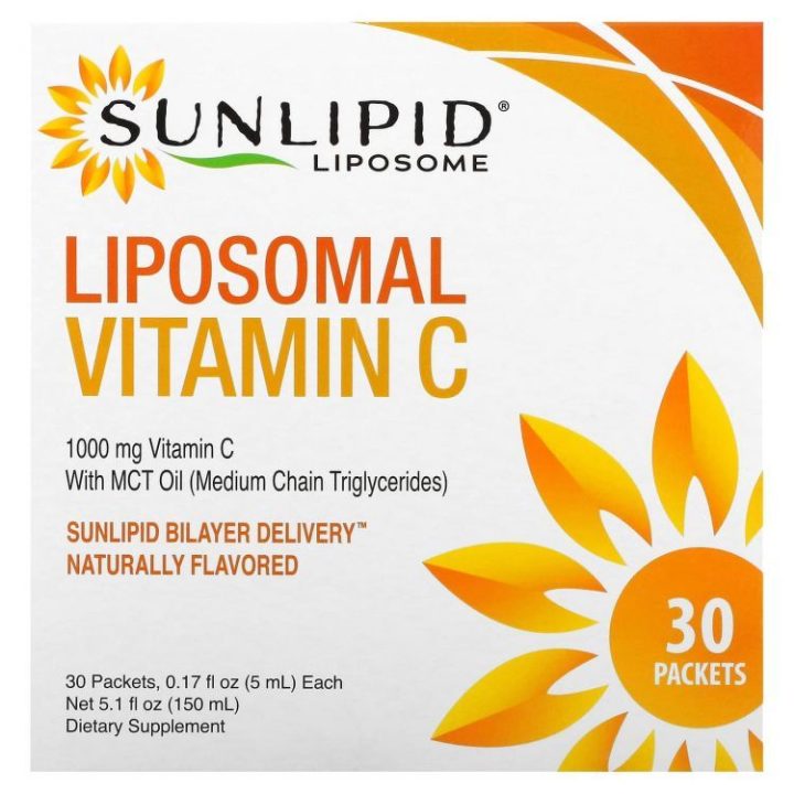 SunLipid, липосомальный витамин C, Liposomal Vitamin C, 1000 мг, 30 пакетиков по 5,0 мл