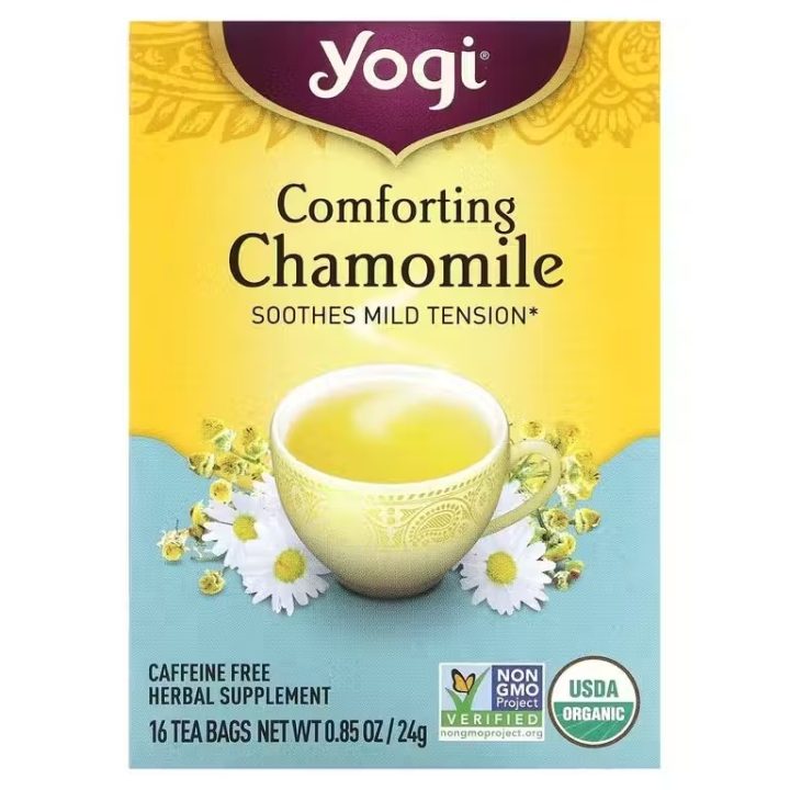 Yogi Tea, Comforting Chamomile, чай ромашка, без кофеина, 16 чайных пакетиков