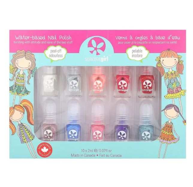 SuncoatGirl, Nail Polish Kit, Набор лаков для ногтей на вод. основе+пилочка/наклейки, 12 шт.