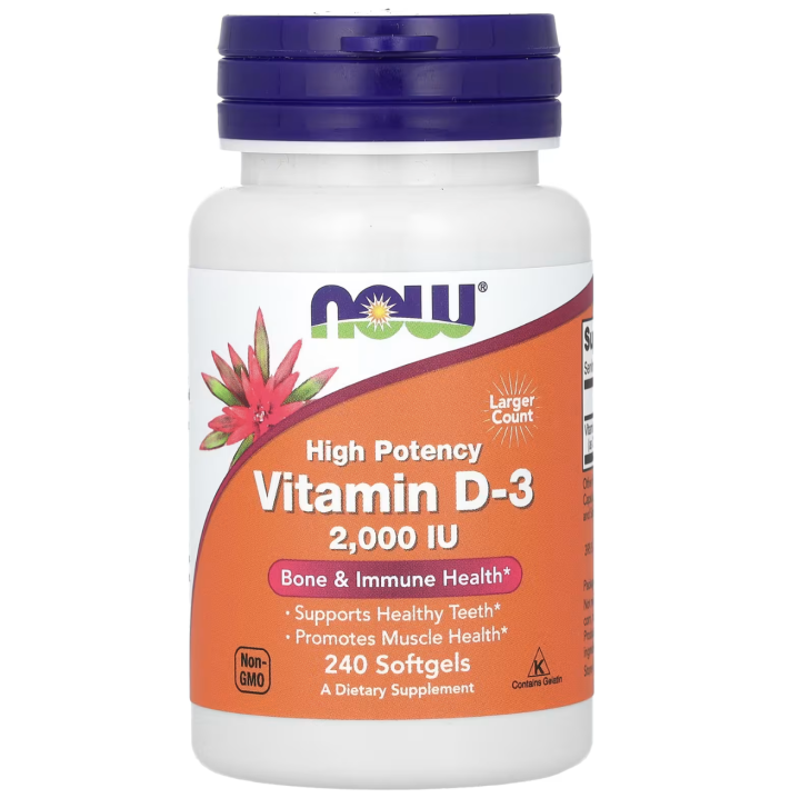 NOW Foods, Витамин D3 2000ед, 240капсул